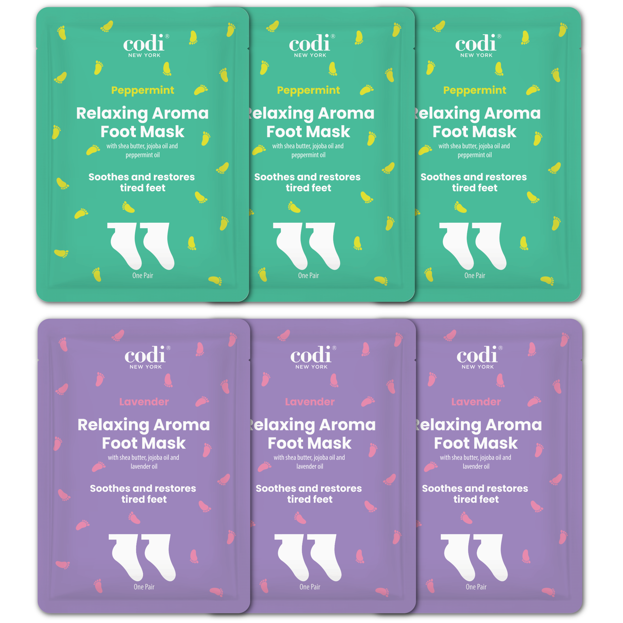 Relaxing Aroma Foot Mask (6 Pairs) - Lavender & Peppermint